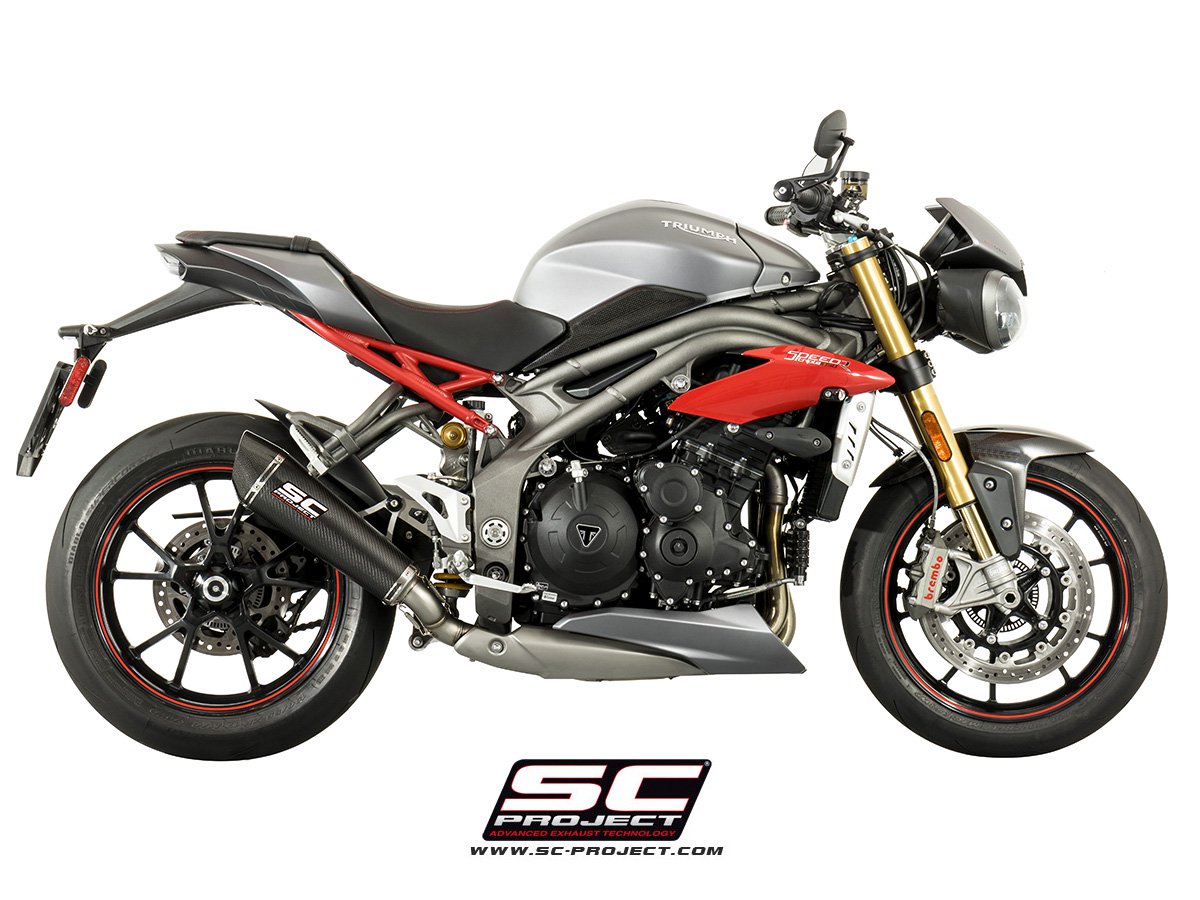 SC-Project Conic Low Mount Matte Carbon Slip On (Single Muffler) Triumph Speed Triple R / S  2016-2018