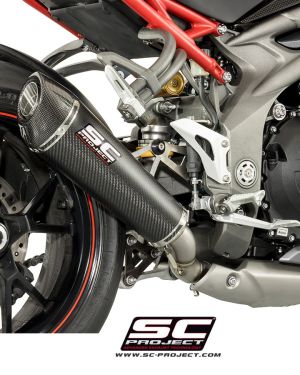 SC-Project Conic Low Mount Matte Carbon Slip On (Single Muffler) Triumph Speed Triple R / S  2016-2018