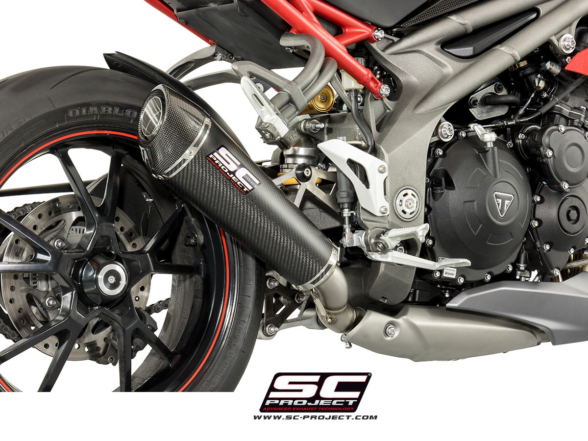 SC-Project Conic Low Mount Matte Carbon Slip On (Single Muffler) Triumph Speed Triple R / S  2016-2018