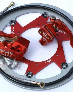 Beringer Supermoto Top Race Brake Kit: 6 Piston Caliper, Master Cylinder and Disc – Honda, Suzuki, Yamaha, KTM, Kawasaki, more