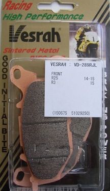 VESRAH VD-289 RJL BRAKE PAD KIT FOR YAMAHA R25 AND R3