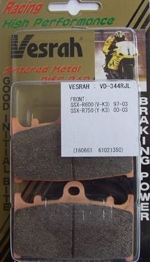 VESRAH VD-344 RJL BRAKE PAD KIT FOR SUZUKI GSXR600 AND GSXR750