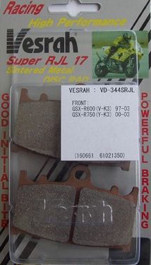 VESRAH VD-344 SRJL-17 BRAKE PAD KIT FOR SUZUKI GSXR600 AND GSXR750