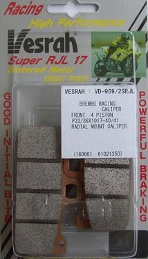 VESRAH VD-969/2 SRJL-17 BRAKE PAD KIT FOR BREMBO