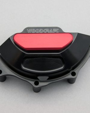 Woodcraft Ducati Panigale V4 LHS Stator Cover Protector w/Red Aluminum Skid Plate