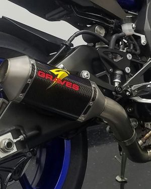 Graves Motorsports Yamaha R1 Full Titanium Exhaust System with Carbon Fiber 200mm Silencer