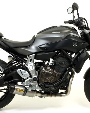 Arrow Thunder Low Mount Full Exhaust System with Titanium Canister / Carbon End Cap – Yamaha FZ-07 / MT-07