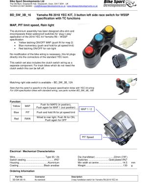 Bike Sport Developments – Yamaha 2017+ YZF-R6  WSSP Spec Left Side Button Pod – Plug & Play