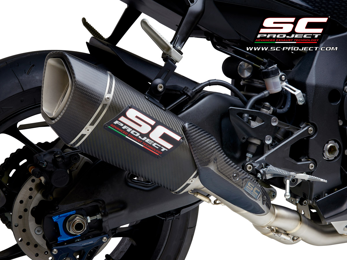 SC-Project SC1-R Muffler, With Carbon Fiber End Cap and De – Cat Link Pipe Yamaha R1 / R1M  2015 – 2021