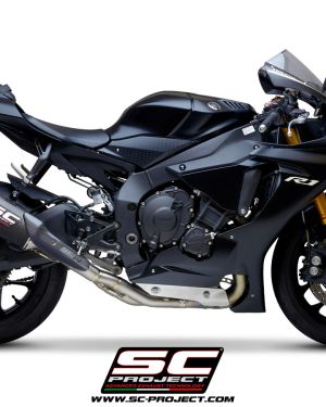 SC-Project SC1-R Muffler, With Carbon Fiber End Cap and De – Cat Link Pipe Yamaha R1 / R1M  2015 – 2021