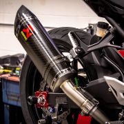 Akrapovic Racing Carbon Fiber Slip-On Muffler for 2018-2023 Kawasaki Ninja 400R