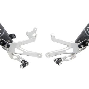 LighTech 'Track System' Adjustable Rearsets R version Silver  -  Ducati Panigale V4 / V4S
