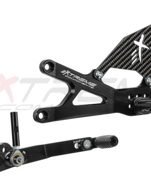 GP EVO Rear Sets Kit – Suzuki GSX-R1000 2017 – 2021 Standard and GP Shift With Carbon Fiber Heel Guard ( Black ) Includes Quickshifter Rod