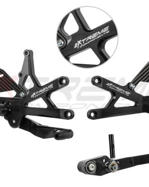 GP EVO Rear Sets Kit – Suzuki GSX-R1000 2017 – 2021 Standard and GP Shift With Carbon Fiber Heel Guard ( Black ) Includes Quickshifter Rod