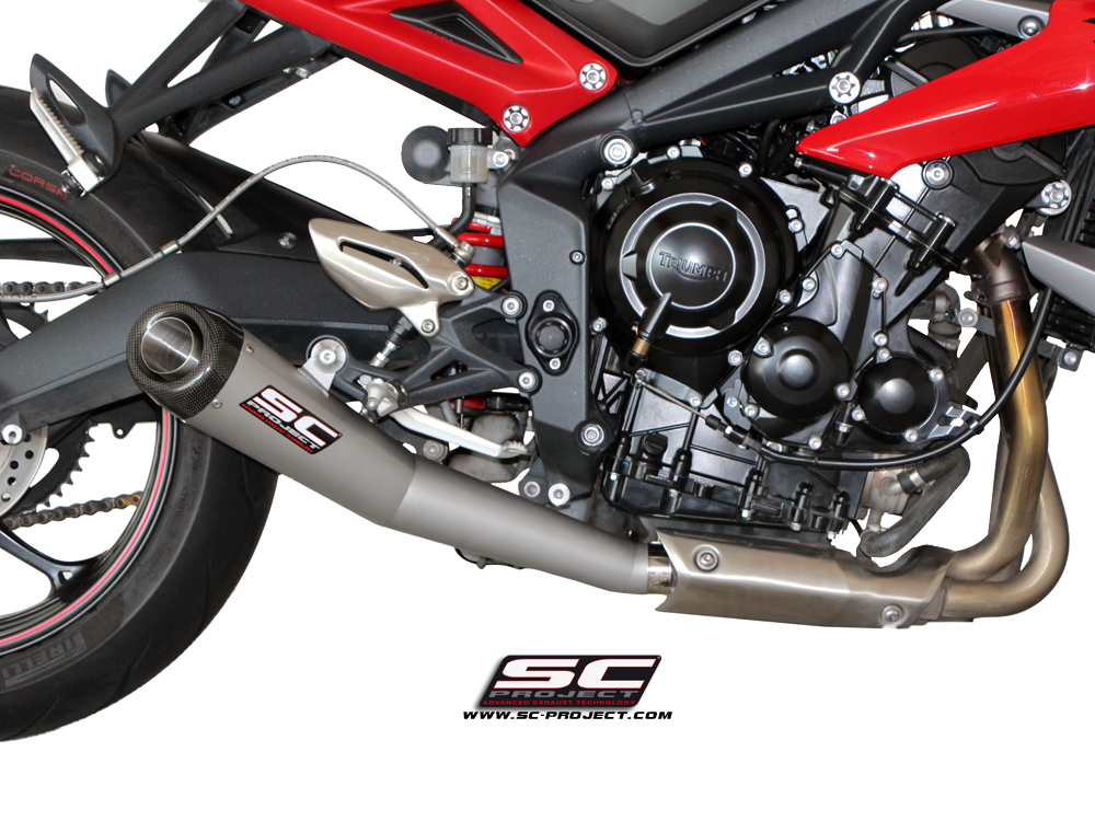 SC-Project Conic Matte Grey Slip On Triumph Street Triple / R / RX  2013-2016