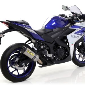 Arrow Thunder Titanium Slip On Muffler w/ Carbon Fiber End Cap for 2015-2018 Yamaha YZF-R3