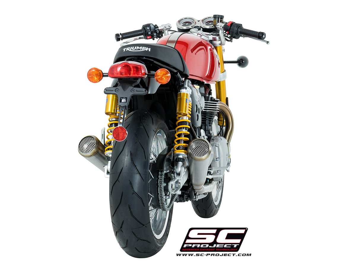 SC-Project Dual Conic “70s Style” Slip Ons Triumph Thruxton R 2016-2017