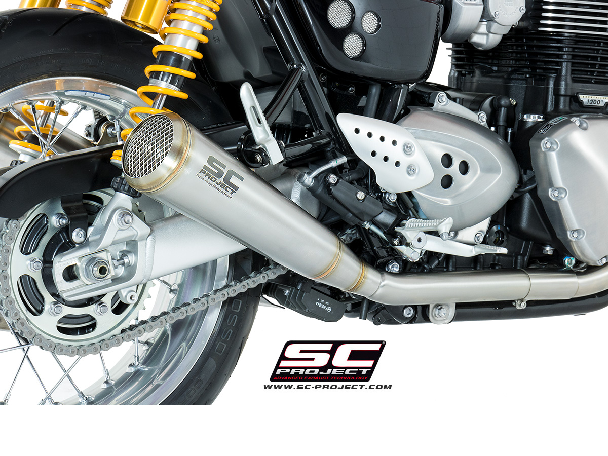 SC-Project Dual Conic “70s Style” Slip Ons Triumph Thruxton R 2016-2017