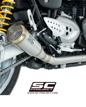 SC-Project Dual Conic “70s Style” Shorty Slip Ons Triumph Thruxton R 2016-2017