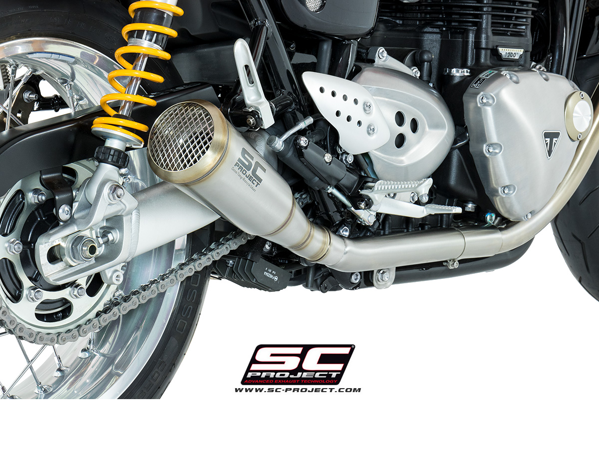 SC-Project Dual Conic “70s Style” Shorty Slip Ons Triumph Thruxton R 2016-2017