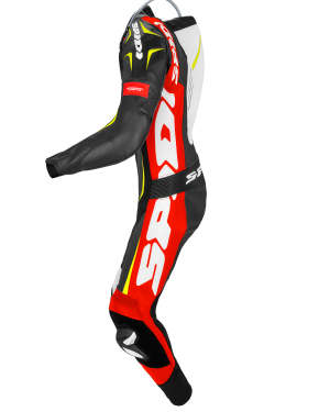 Spidi Track Wind Pro Leather Perforated Suit – Black / Red / Fluorescent Yellow