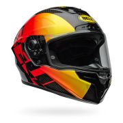 Bell Race Star Flex DLX Carbon Fiber Helmet – Offset | Gloss Black / Red / Yellow