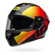 Bell Race Star Flex DLX Carbon Fiber Helmet – Offset | Gloss Black / Red / Yellow