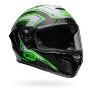 Bell Race Star Flex DLX Carbon Fiber Helmet – Xenon Kryptonite | Gloss Black / Green