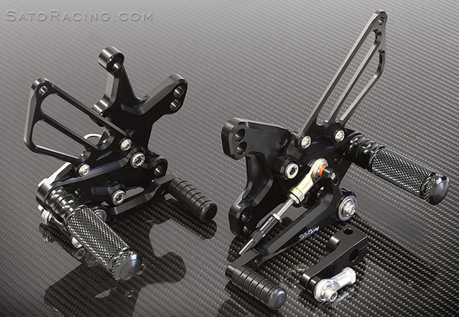 SATO RACING Reverse Shift Rear Sets in Black for 2016+ Kawasaki ZX-10R